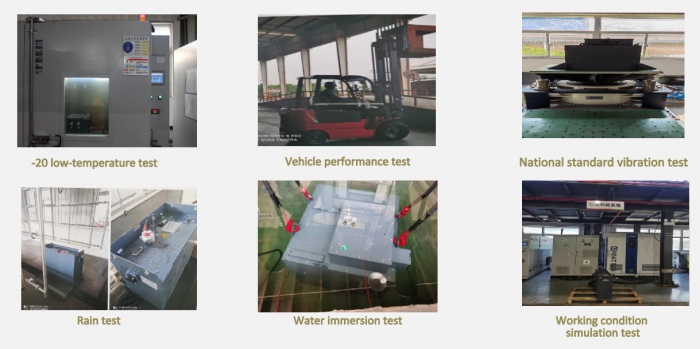 What testings must be done for new forklift battery projects before mass production?